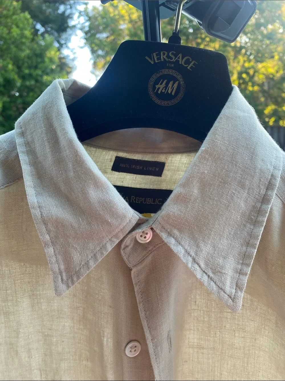 Banana Republic 100% Irish Linen Neutral Beige  Button-Down Shirt, M